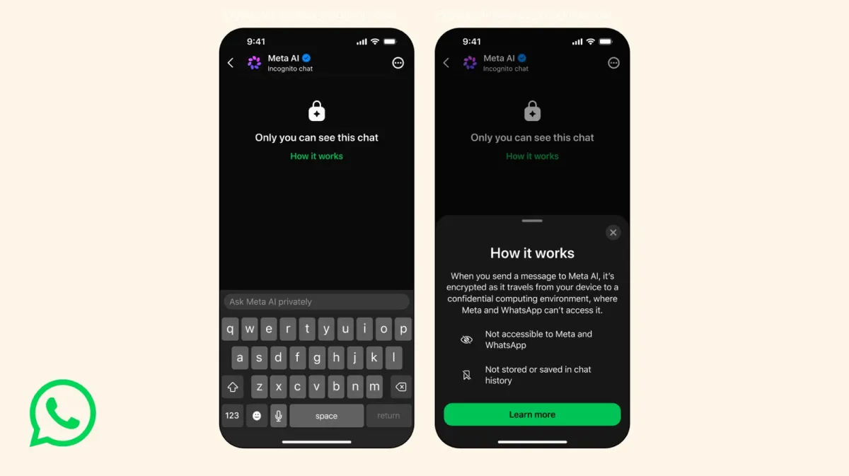 WhatsApp为Meta AI聊天引入无痕模式