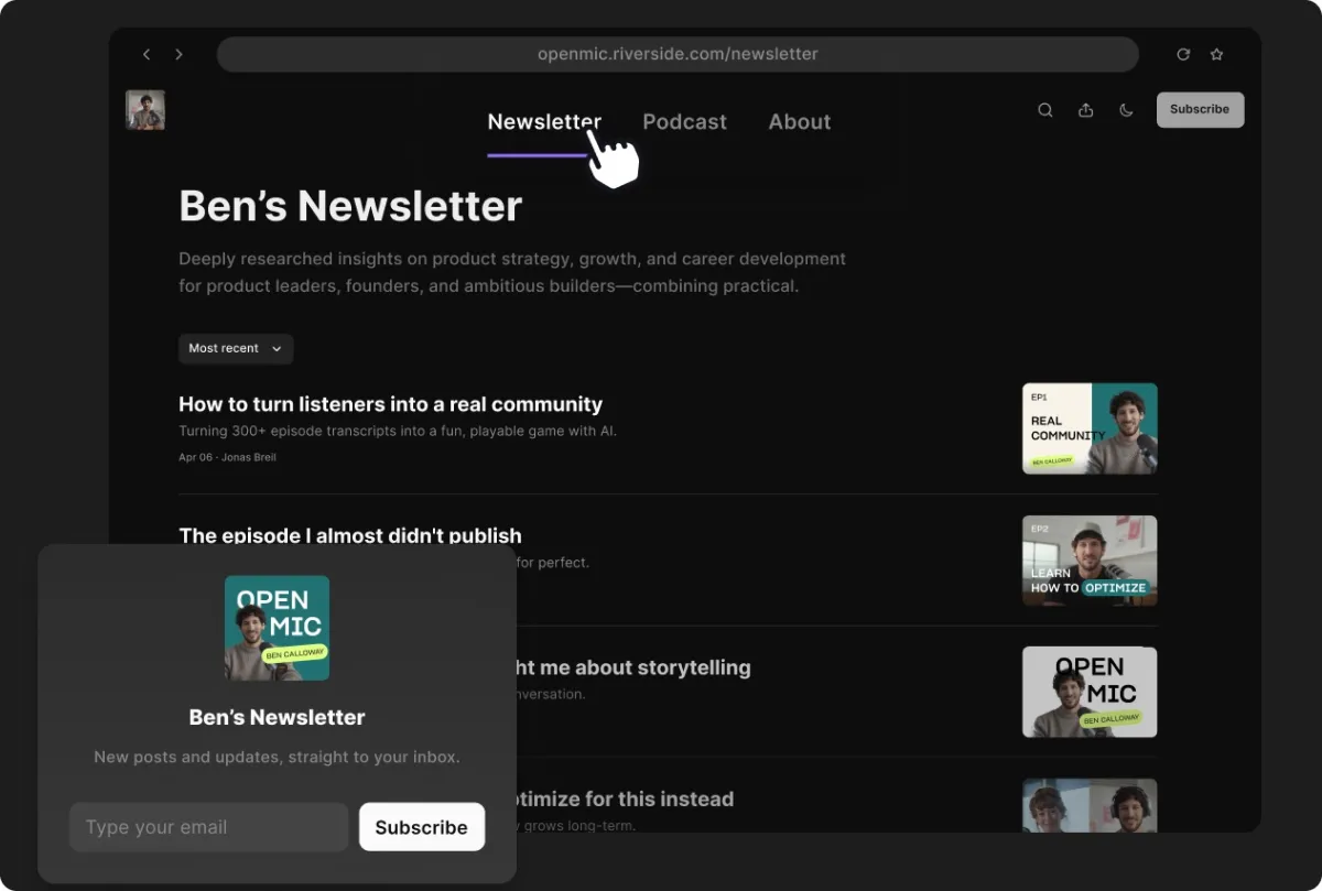 播客平台Riverside跨界玩Newsletter，AI一键生成文字版