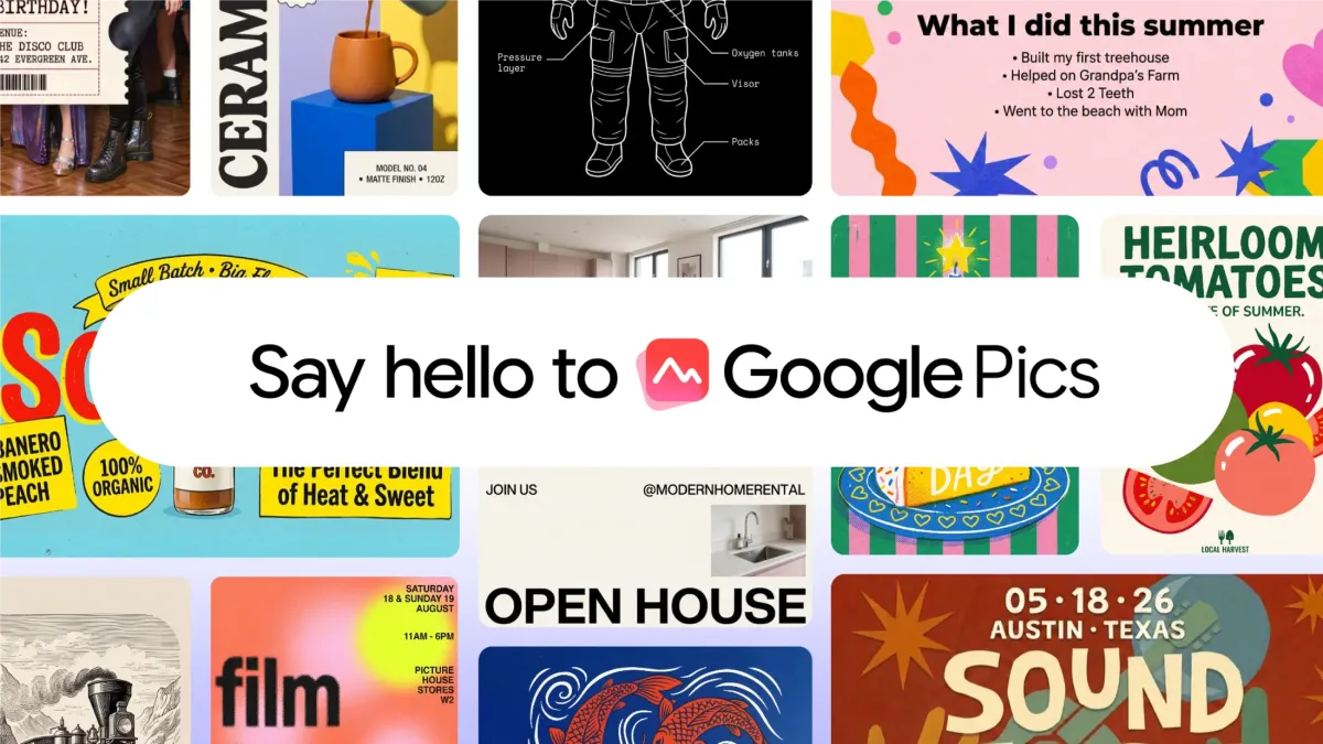 Google推出AI设计工具Pics：用提示词取代拖拽