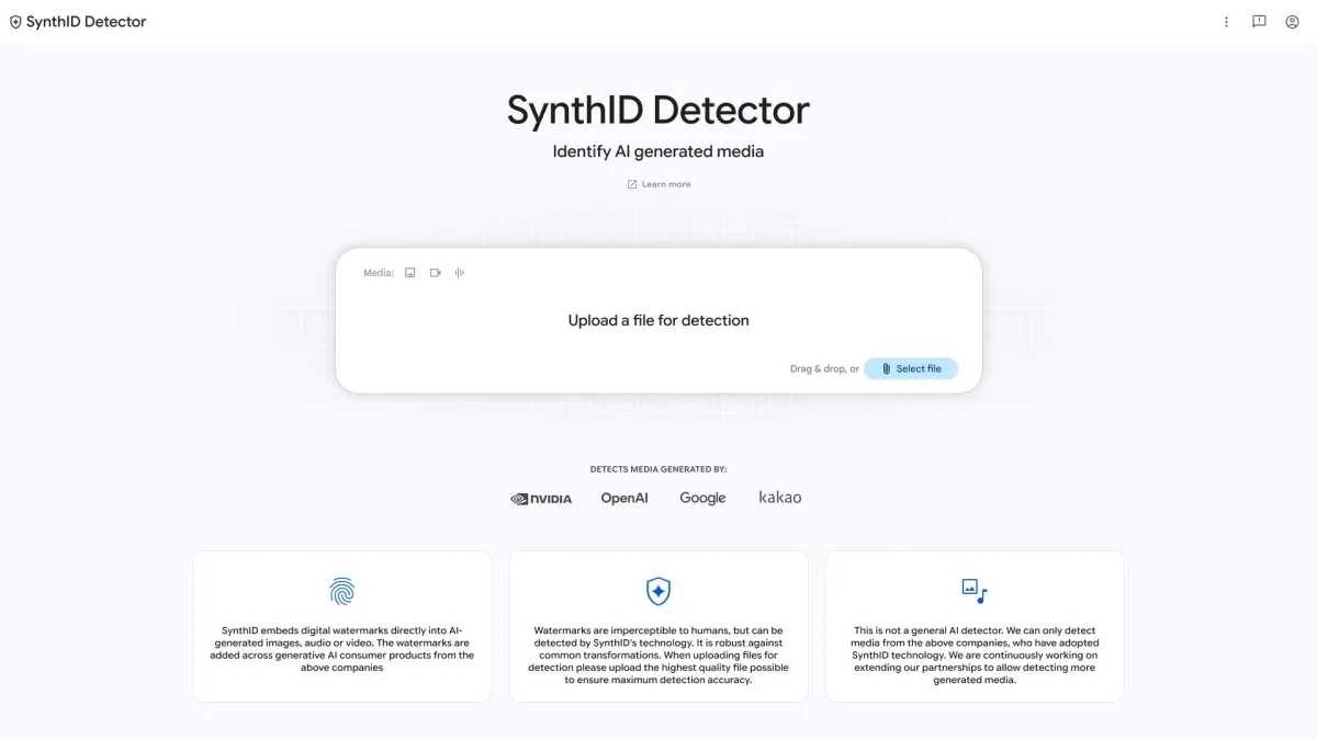 谷歌上线SynthID官网：一键识别AI生成内容