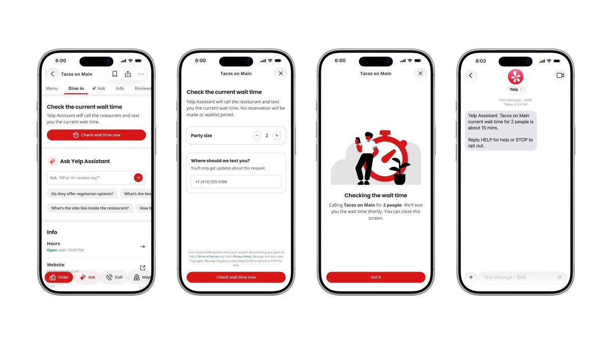 Yelp 上线 AI 代打电话：可查询餐厅等位时间